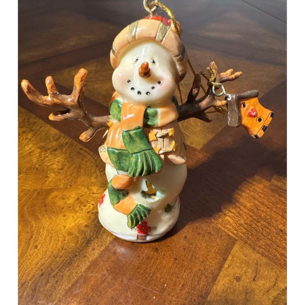 Country Cottage Snowman Christmas Ornament Birdhouse 3D Resin Holiday